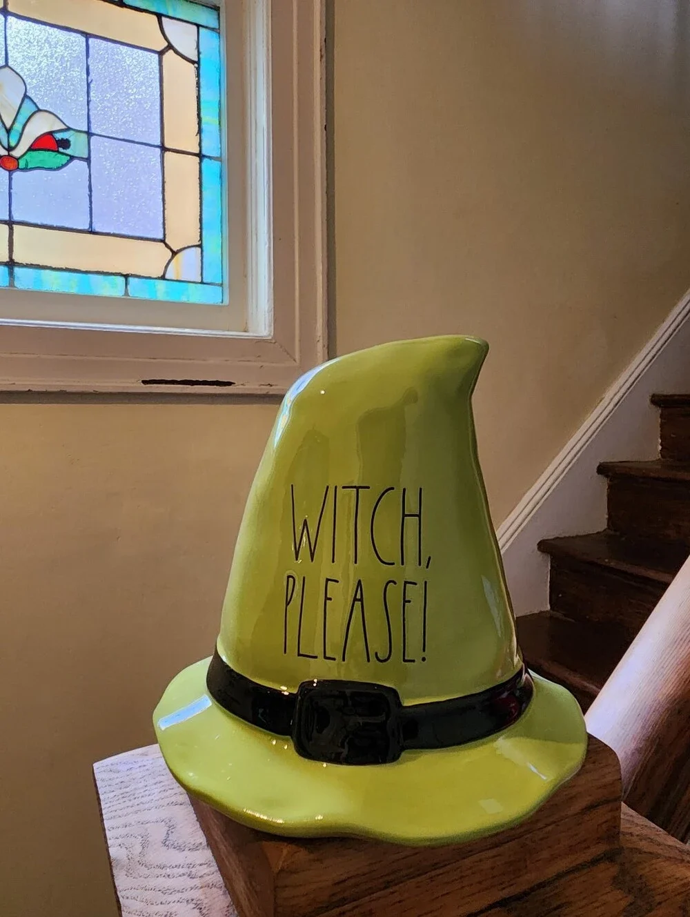 Rae Dunn WITCH PLEASE! Ceramic Hat Green